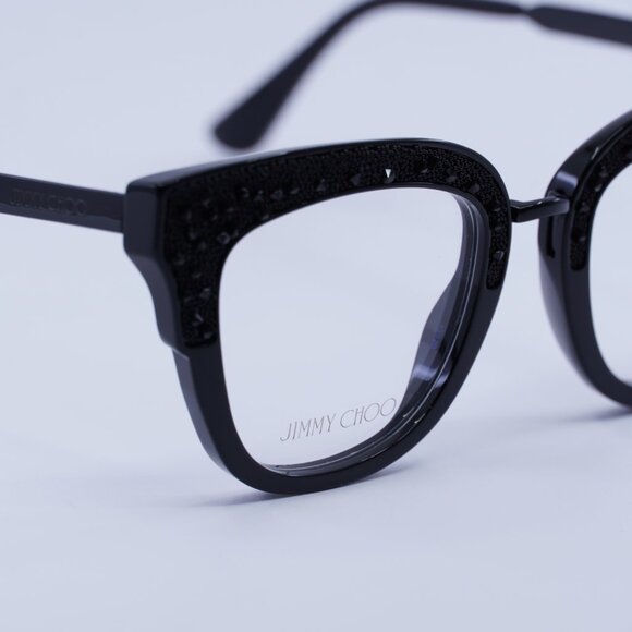 Jimmy Choo JC237 0807 00 Eyeglasses Black with Glitter 49mm Cat Eye Frame - Picture 2 of 10